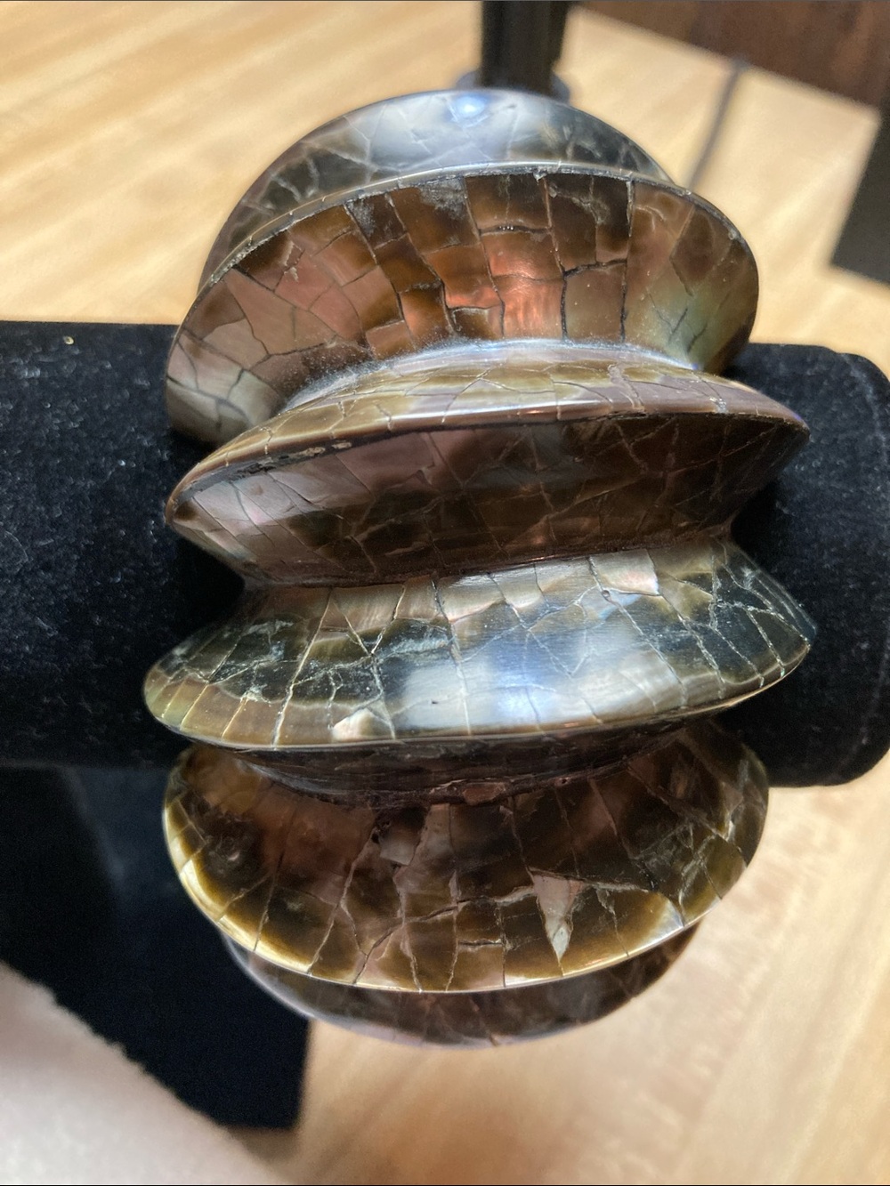 Chunky Iridescent Brown Shell Cuff Bracelet
